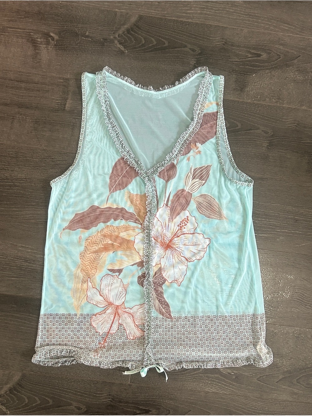 SièLei Vintage Y2K Sheer Mesh Floral Cami Top Made in Italy Size S/M